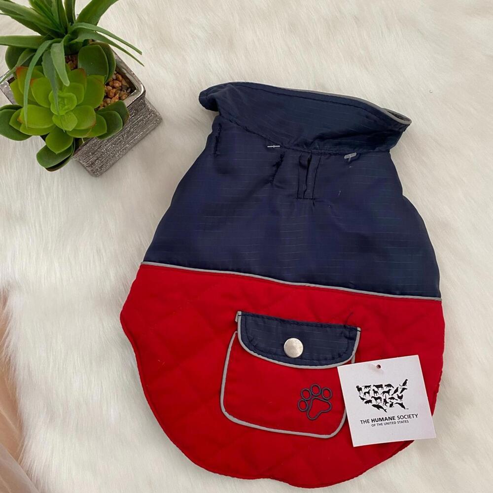 The Humane Society Dog Coat Jacket XS Red and Navy